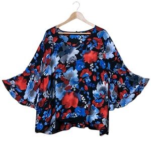 The Limited Blouse Floral 3/4 Bell Sleeve Top NWT